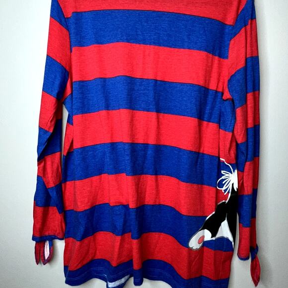 Disney Parks Womens Size XL Pinocchio Figaro Cleo Graphic Red Blue Stripe Shirt - Picture 3 of 6